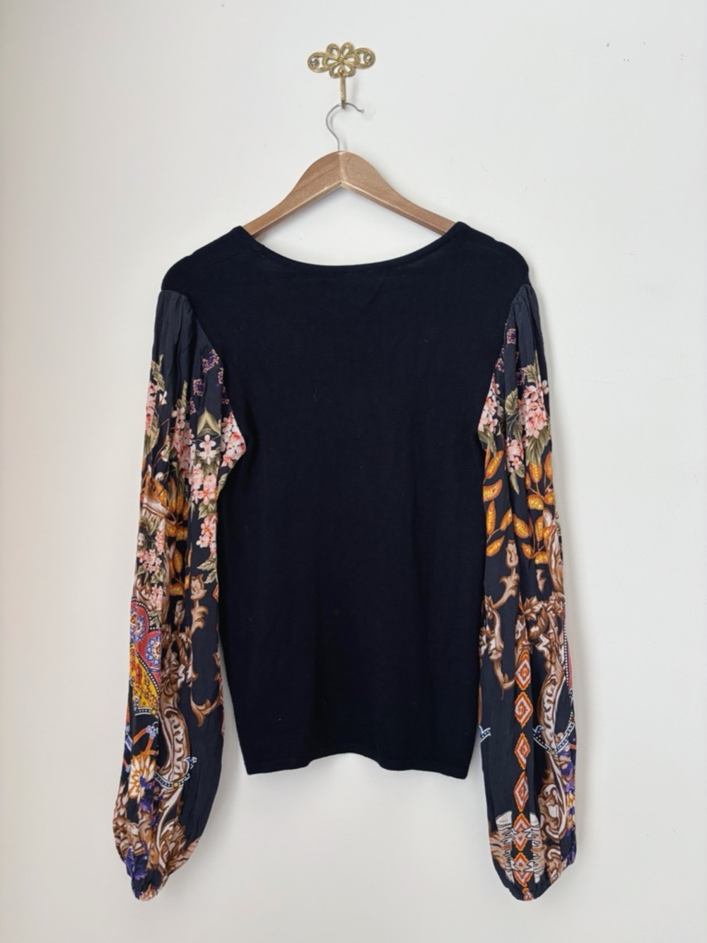 Bl^nk London Floral Balloon Sleeve Pullover Sweater Medium - Picture 5 of 9